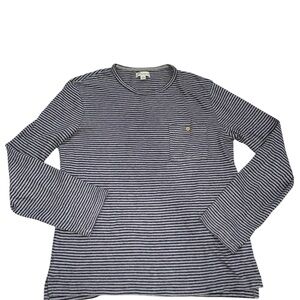 J. Crew Knit Goods New York Blue & Grey Striped Long Sleeve Pocket Tee - Size S
